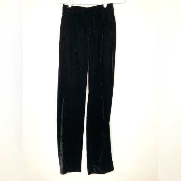 Zara Pants - ZARA Sz‎ XS Black Straight Leg Velvet High Waist Trousers Pants READ